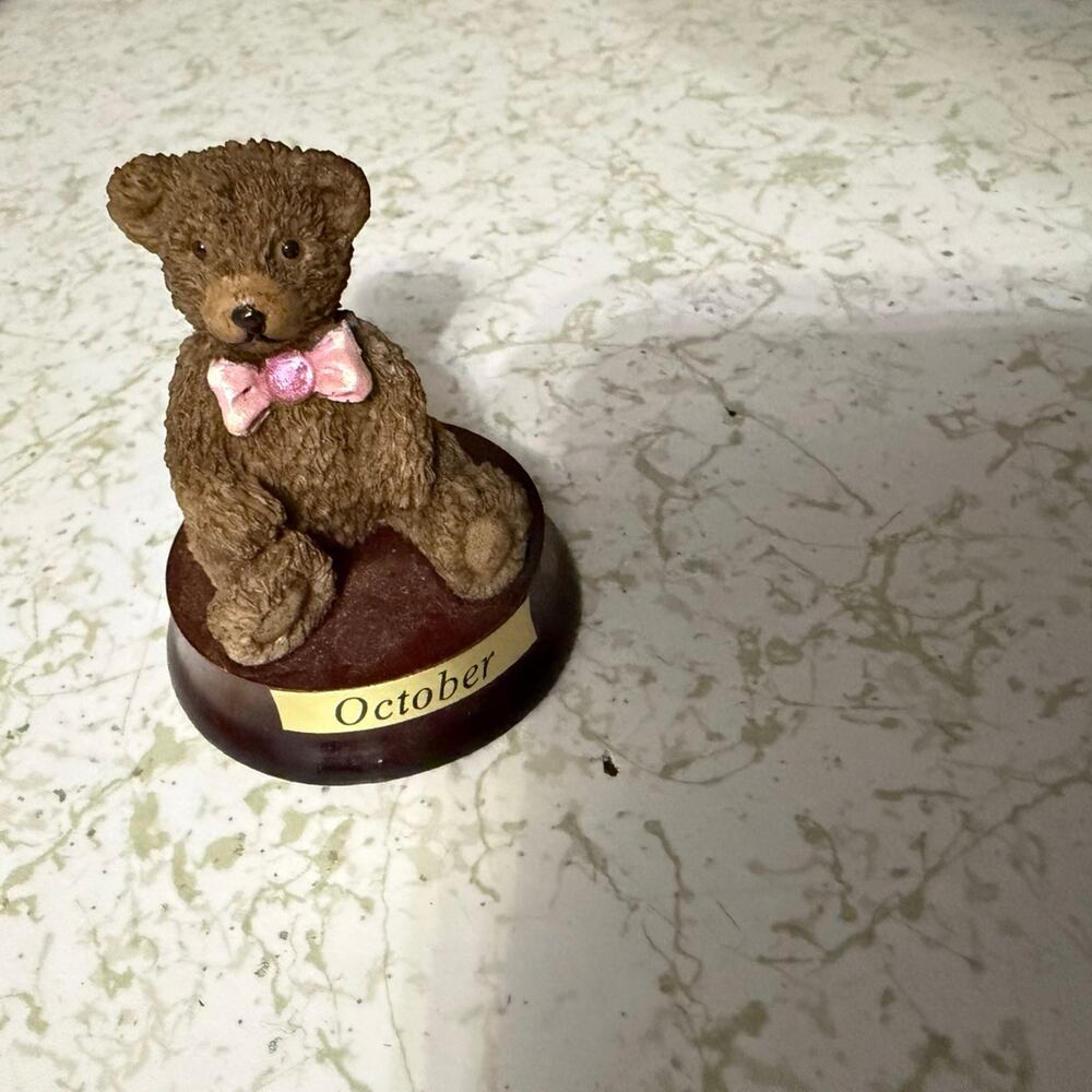 Vintage October Teddy Bear Figurine Birth Month Collectible